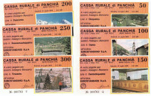 Cartamoneta. Miniassegni figurativi. Cassa Rurale di Panchià. Vedute. Serie di 6 valori. Palermo SF97. qFDS/FDS.