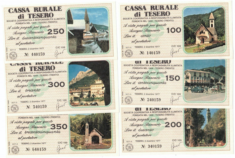 Cartamoneta. Miniassegni figurativi. Cassa Rurale di Tesero. Vedute destra. Seri...