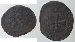 Zecche Italiane. L'Aquila. Ludovico I, pretendente. 1382-1384. Quattrino. Ae. MIR 50. Peso gr. 1,17. Diametro mm. 20x17,50. qBB. NC.