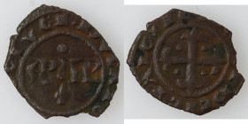 Zecche Italiane. Brindisi. Carlo I d'Angiò. 1266-1282. Denaro con APVL. MI. Sp 23. Peso gr. 0.56. Diametro mm. 12 x 15. BB+. R.