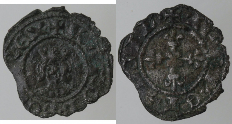 Zecche Italiane. Napoli. Carlo II d'Angio. 1285-1309. Mezzo Denaro Regale. Mi. D...