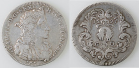 Zecche Italiane. Napoli. Carlo II. 1674-1700. Mezzo Ducato 1693. Ag. Mag. 13. Peso gr. 10,76. Diametro mm. 31,50. qBB. (6222)