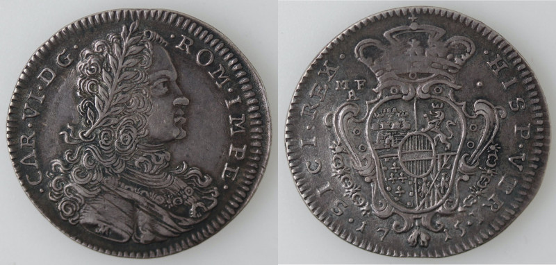 Zecche Italiane. Napoli. Carlo VI. 1713-1734. Tarì 1715. Sigla IM sul braccio. A...