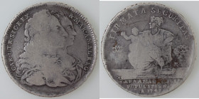 Zecche Italiane. Napoli. Carlo di Borbone. 1734-1759. Piastra 1747 Firmata Securitas. Ag. Mag. 139a. Peso 24,50 gr. Diametro 38 mm. MB. RR. (8222)