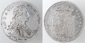Zecche Italiane. Napoli. Carlo di Borbone. 1734-1759. Piastra 1753. Ag. Mag. 143. Peso gr. 25,31. Diametro mm. 42. BB-BB+. Lavata. (5921)