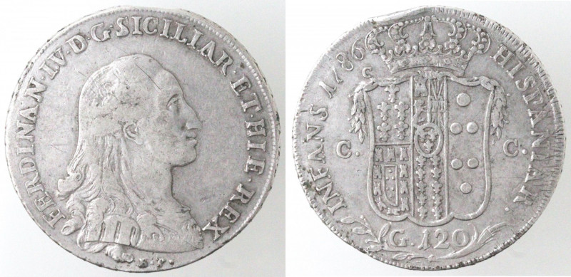 Zecche Italiane. Napoli. Ferdinando IV. 1759-1798. Piastra 1786 BP. Ag. Mag. man...