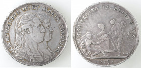 Zecche Italiane. Napoli. Ferdinando IV. 1759-1798. Piastra 1791 'PRO FAUSTO'. Ag. Mag. 255. Peso gr. 27,12. Diametro mm. 42. BB. RR. (0322)