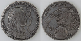 Zecche Italiane. Napoli. Ferdinando IV. 1759-1798. Piastra 1791. Soli Reduci. Ag. Mag. 256. Peso gr. 26,90. Diametro 39 mm. BB. NC. (8222)