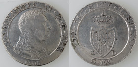 Zecche Italiane. Napoli. Ferdinando IV. 1804-1805. Piastra 1805. Ag. Mag. 392. Peso 27,44 gr. Diametro 38 mm. BB. (8222)
