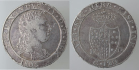Zecche Italiane. Napoli. Ferdinando IV. 1804-1805. Piastra 1805. Ag. Mag. 392. Peso 27,25 gr. BB. (7522)