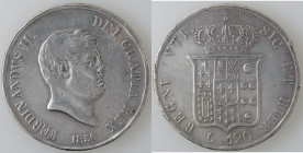 Zecche Italiane. Napoli. Ferdinando II. 1830-1859. Piastra 1856. Ag. Mag. 566. Peso 27,28 gr. Diametro 37 mm. MB+/qBB. (8222)