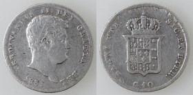 Zecche Italiane. Napoli. Ferdinando II. 1830-1859. Carlino 1833. Ag. Mag. 629. Peso gr. 2,27. Diametro mm. 19. qBB. R.