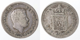 Zecche Italiane. Napoli. Ferdinando II. 1830-1859. Carlino 1851. Ag. Mag. 649. Peso gr. 2,27. Diametro mm. 18,50. BB. Patina. R.