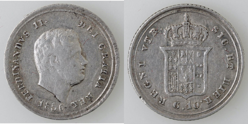 Zecche Italiane. Napoli. Ferdinando II. 1830-1859. Carlino 1856. Ag. Mag. 653. P...