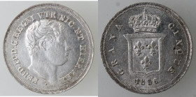 Zecche Italiane. Napoli. Ferdinando II. 1830-1859. Mezzo Carlino 1836. Ag. Mag. 656. Peso gr. 1,19. Diametro mm. 16,50. qFDC.