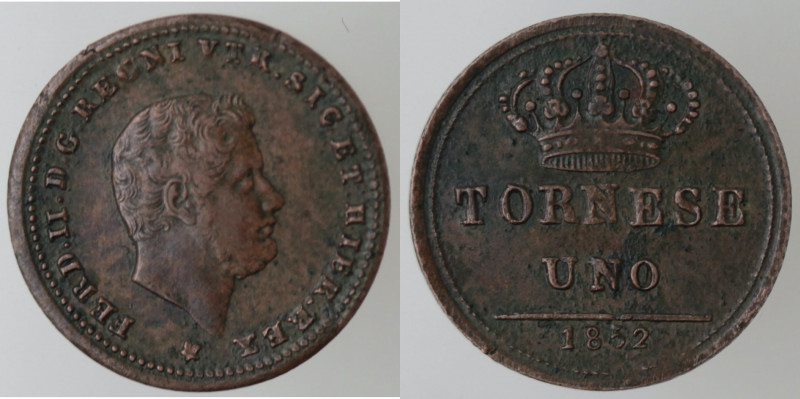 Zecche Italiane. Napoli. Ferdinando II. 1830-1859. Tornese 1852. Ae. Mag. 779. P...