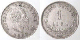 Casa Savoia. Vittorio Emanuele II. 1861-1878. Lira 1863 Milano Valore. Ag. Gig. 68. Peso gr. 5,08. qSPL. NC. (4021)