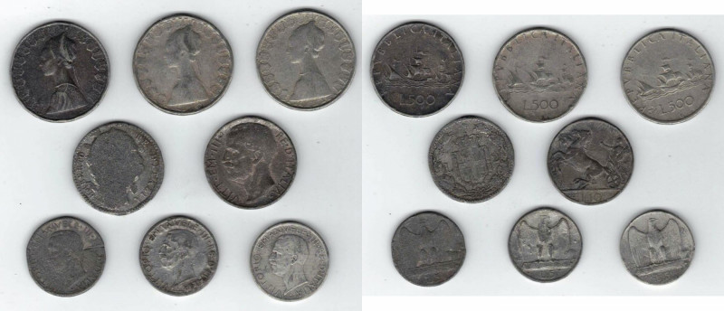 Casa Savoia. Repubblica Italiana. Falsi d'epoca. 1 Lira, 2 Lire, 5 Lire 500 Lire...