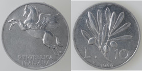 Repubblica Italiana. 10 Lire 1946 Ulivo. It. Peso gr. 3,02. Gig 229. SPL+. R.