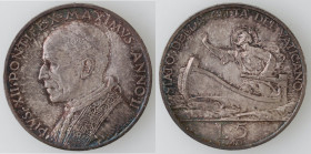 Vaticano. Pio XII. 1939-1958. 5 Lire 1940 Anno II. Ag. Gig. 147. Peso gr. 5,00. FDC. Patinata (7321)