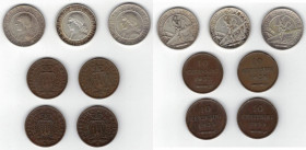 San Marino. Lotto di 7 Pezzi. 5 Lire 1935-1957-1938 (Ag). 10 Centesimi 1935 (2 pz) -1937-1938 (Ae). Mediamente BB.