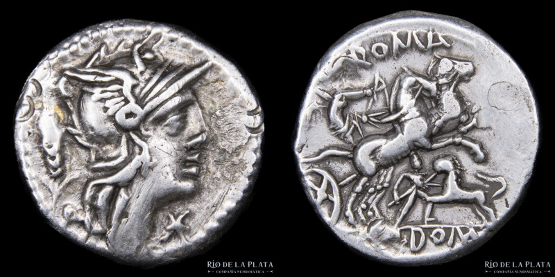 Roma República. Gens Domitia. Domitius Ahenobarbus 128AC. AR Denario, Ceca de Ro...