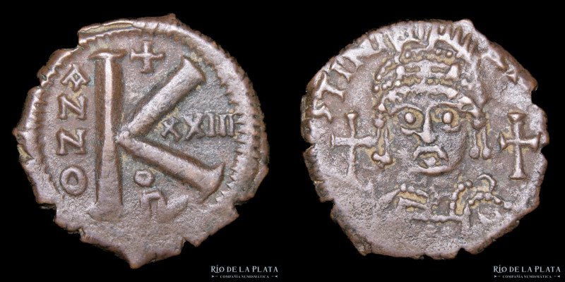 Bizancio. Justiniano I 527-565DC. AE 1/2Follis, ceca de Antioquía (año 23: 549-5...