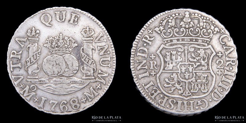 México. Carlos III (1759-1788) 2 Reales 1768/66 M. AG.903; 26.3mm; 6.65g. KM87 (...