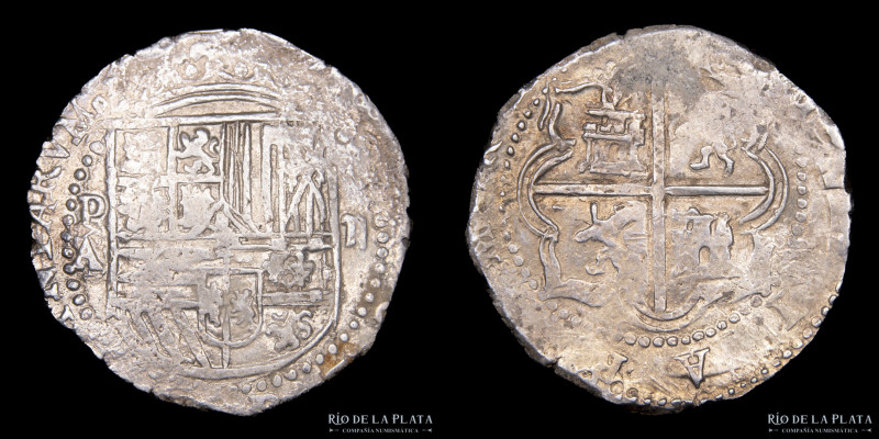 Potosí. Felipe II (1574-1598) 2 Reales 1586-89 A/B. AG.930; 27.0mm; 6.81g. CJ 3....