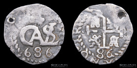 Potosi. Carlos II. 1/2 Real 1686. Galano / Royal. CJ R32.20