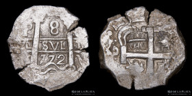 Potosi. Carlos III. 8 Reales 1772 VY. Macuquina CJ 53.13.3