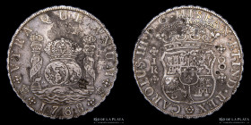 Potosi. Carlos III. 8 Reales 1768 JR Columnaria. Chopmarks CJ 58.2.5