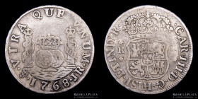 Potosi. Carlos III. 2 Reales 1768 JR Columnaria. CJ 60.2.2
