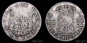 Potosi. Carlos III. 2 Reales 1770 JR Columnaria. CJ 60.1.4