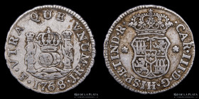 Potosi. Carlos III. 1/2 Real 1768 JR Columnaria. CJ 62.2.1