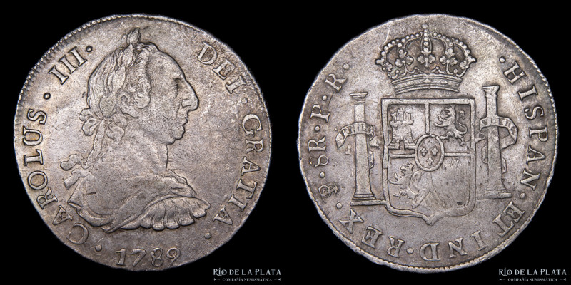 Potosí. Carlos III (1759-1789) 8 Reales 1789 PR (Pedro Mazondo, Raymundo de Ytur...