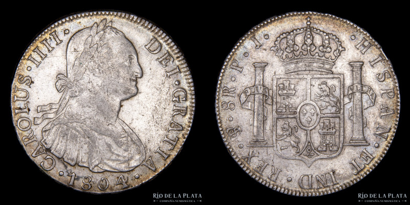 Potosí. Carlos IV (1788-1808) 8 Reales 1804 PJ (Pedro Martín Albizu, Juan Palomo...