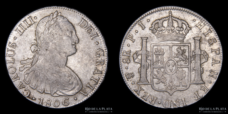 Potosí. Carlos IV (1788-1808) 8 Reales 1806 PJ (Pedro Martín Albizu, Juan Palomo...