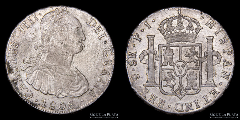 Potosí. Carlos IV (1788-1808) 8 Reales 1808 PJ (Pedro Martín Albizu, Juan Palomo...