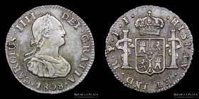 Potosi. Carlos IV. 1/2 Real 1808/7 PJ. CJ 80.20.1
