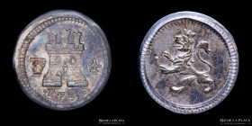 Potosi. Carlos IV. 1/4 Real 1797. MS62. CJ 81.7.2.