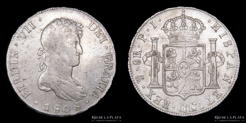 Potosí. Fernando VII (1808-1833) 8 Reales 1808 PJ (Pedro Martín Albizu, Juan Pal...