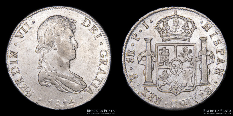 Potosí. Fernando VII (1808-1833). 8 Reales 1815 PJ (Pedro Martín Albizu, Juan Pa...