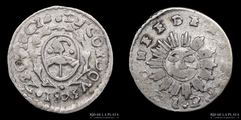 Argentina. Córdoba. 1 Real 1843 JPP. AG.750; 19.3mm; 3.60g. CJ 42.3.6 (A54-R15.1...