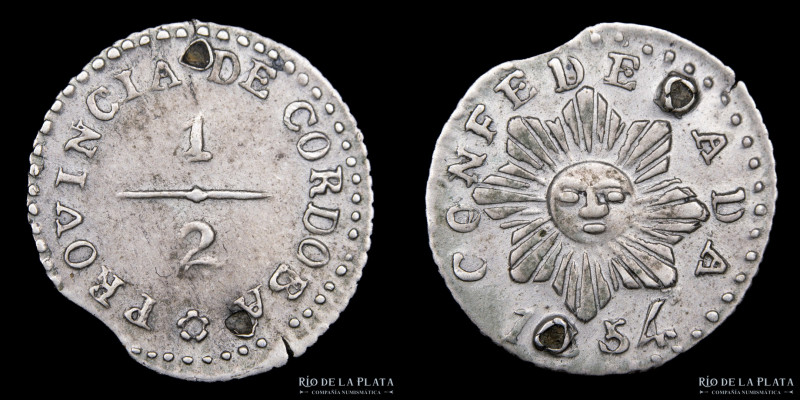 Argentina. Córdoba. 1/2 de Real 1854. AG.750; 14.0mm; 1.45g. CJ 70.1.1 (A1-R1) R...