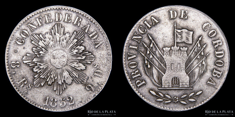 Argentina. Córdoba. 8 Reales 1852. AG.750; 37.5mm; 26.40g. CJ 63.1.1 (A1-R1); KM...