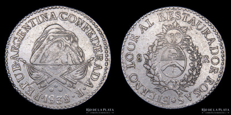 Argentina. Provincia de La Rioja. 8 Reales 1838 R. AG.875; 37.0mm; 26.82g. CJ 55...