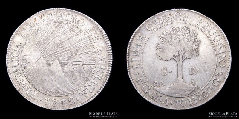 República de Centro América. 8 Reales 1842/0 NG MA Guatemala Mint. AG.903; 38.5m...