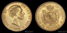 España. Alfonso XII. 25 Pesetas 1877. KM673