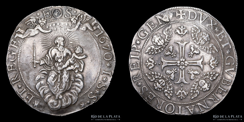 Italia. Genova (República) 1 Scudo 1670 ISS. AG.958; 55.0mm; 37.84g. A: GVBERNAT...